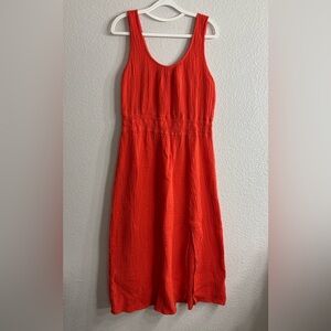 Steve Madden Cotton Gauze Vibrant Orange Maxi Dress With Slit Woman XL